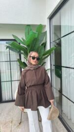 Rozi Gömlek - Kahverengi - Görsel 9