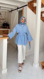 Rozi Gömlek - Bebe Mavisi - Görsel 2