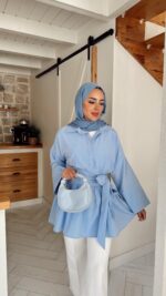 Rozi Gömlek - Bebe Mavisi - Görsel 4