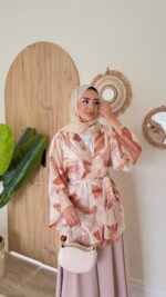 Yaprak Kimono - Kahverengi - Görsel 3