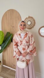 Yaprak Kimono - Kahverengi - Görsel 4