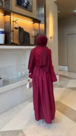 Pare Elbise - Bordo - Görsel 5