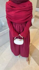 Pare Elbise - Bordo - Görsel 6