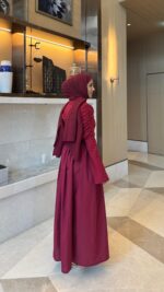 Pare Elbise - Bordo - Görsel 7