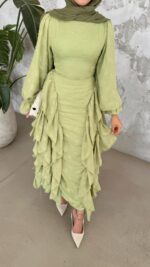 Işıl Elbise - Çağla Yeşili - Görsel 4