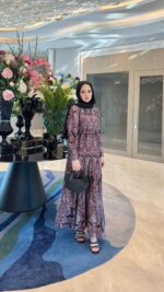 Otantik Pamuk Saten Elbise - Bordo - Görsel 2