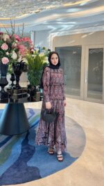 Otantik Pamuk Saten Elbise - Bordo - Görsel 2