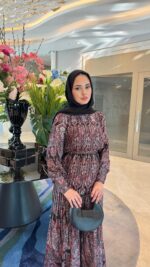 Otantik Pamuk Saten Elbise - Bordo - Görsel 4