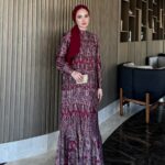 Otantik Pamuk Saten Elbise - Kırmızı