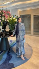 Otantik Pamuk Saten Elbise - Lacivert - Görsel 2