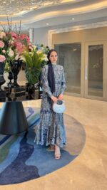 Otantik Pamuk Saten Elbise - Lacivert - Görsel 3