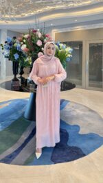 Beril Pileli Elbise - Toz Pembe