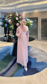 Beril Pileli Elbise - Toz Pembe - Görsel 3