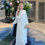 Beril Pileli Elbise - Beyaz