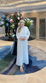 Beril Pileli Elbise - Beyaz - Görsel 2