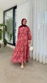 Arya Elbise - Kırmızı - Görsel 2