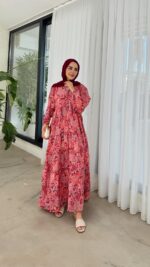 Arya Elbise - Kırmızı - Görsel 6