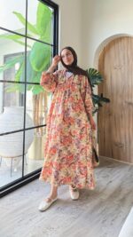 Çiçek Elbise - Nar Çiçeği