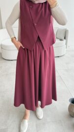 Kemerli Etekli Takım - Gül Kurusu - Görsel 3