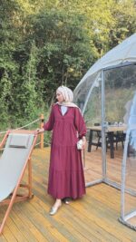 Alin Tensel Elbise - Bordo - Görsel 3