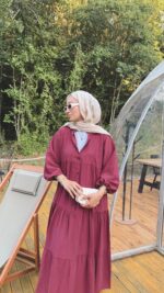 Alin Tensel Elbise - Bordo - Görsel 4