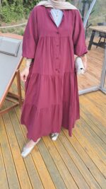 Alin Tensel Elbise - Bordo - Görsel 5