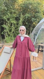 Alin Tensel Elbise - Bordo - Görsel 6