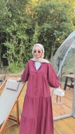 Alin Tensel Elbise - Bordo - Görsel 6