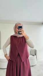 Kemerli Etekli Takım - Gül Kurusu - Görsel 5