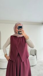 Kemerli Etekli Takım - Gül Kurusu - Görsel 5