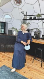 Alin Tensel Elbise - Lacivert - Görsel 6