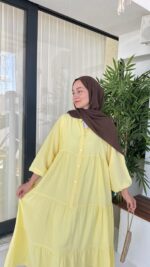 Alin Tensel Elbise - Sarı - Görsel 5