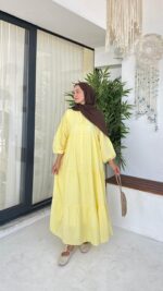 Alin Tensel Elbise - Sarı - Görsel 7