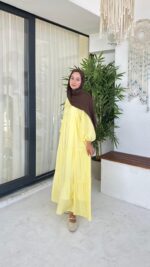 Alin Tensel Elbise - Sarı - Görsel 9