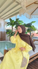 Alin Tensel Elbise - Sarı - Görsel 10