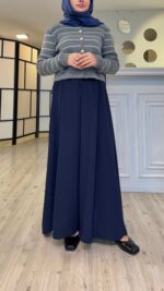 Etekli Pantolon - Lacivert - Görsel 3