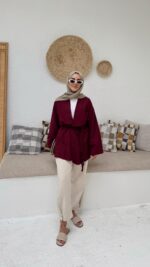 Alia Kimono - Bordo - Görsel 4