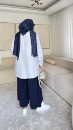 Etekli Pantolon - Lacivert - Görsel 4