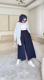 Etekli Pantolon - Lacivert - Görsel 5