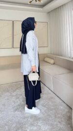 Etekli Pantolon - Lacivert - Görsel 6