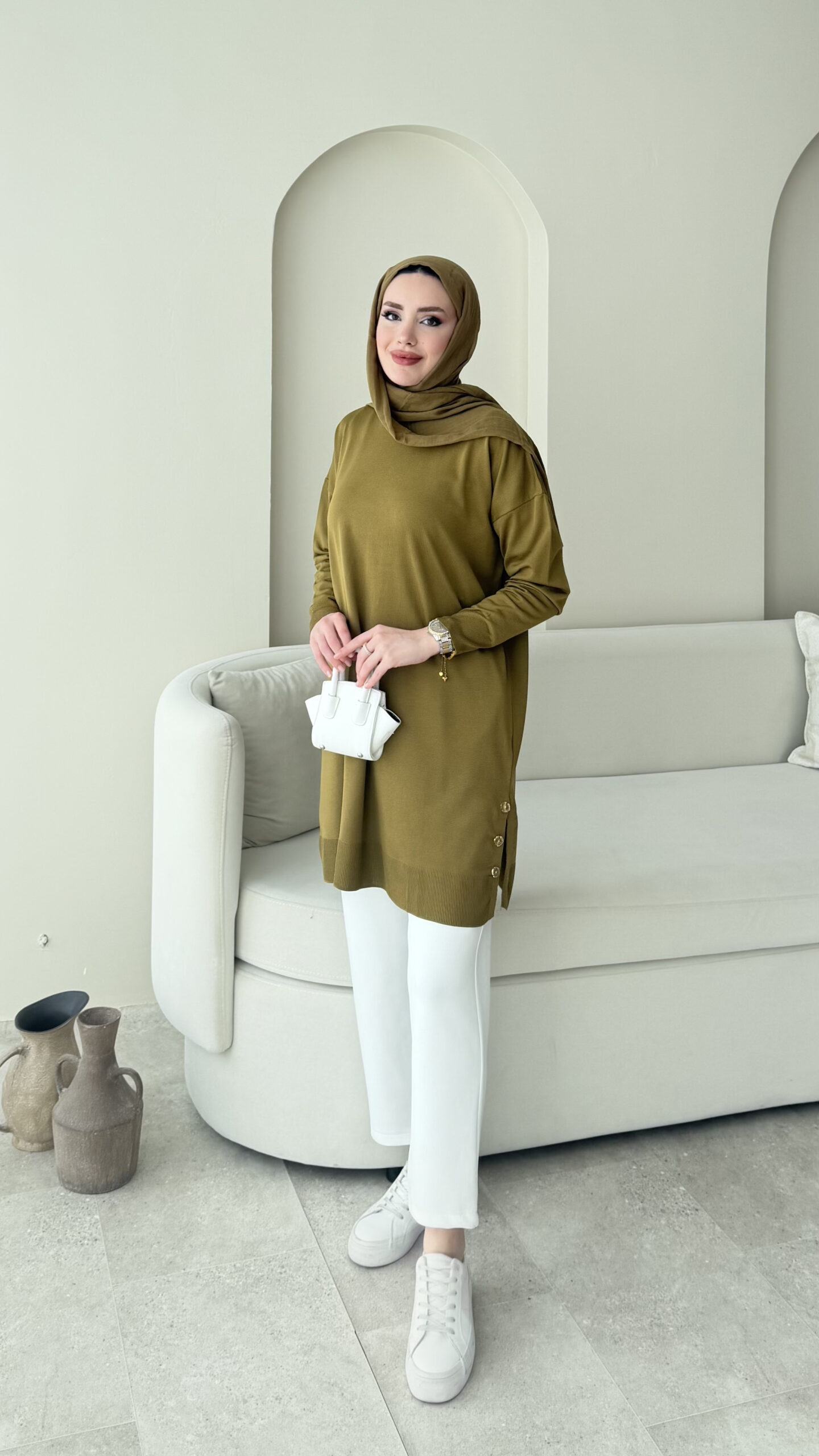 1762116966_0_6907c566bd3c6.jpg Ferya Kazak - Yağ Yeşili - Görsel 1