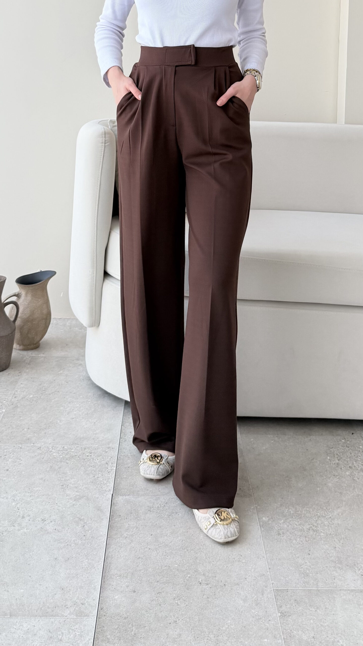 1762121503_0_6907d71f643c0.jpg Tera Palazzo Pantalon - Acı Kahve - Görsel 1