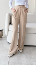 Tera Palazzo Pantalon - Bej - Görsel 2