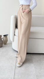 Tera Palazzo Pantalon - Bej - Görsel 3