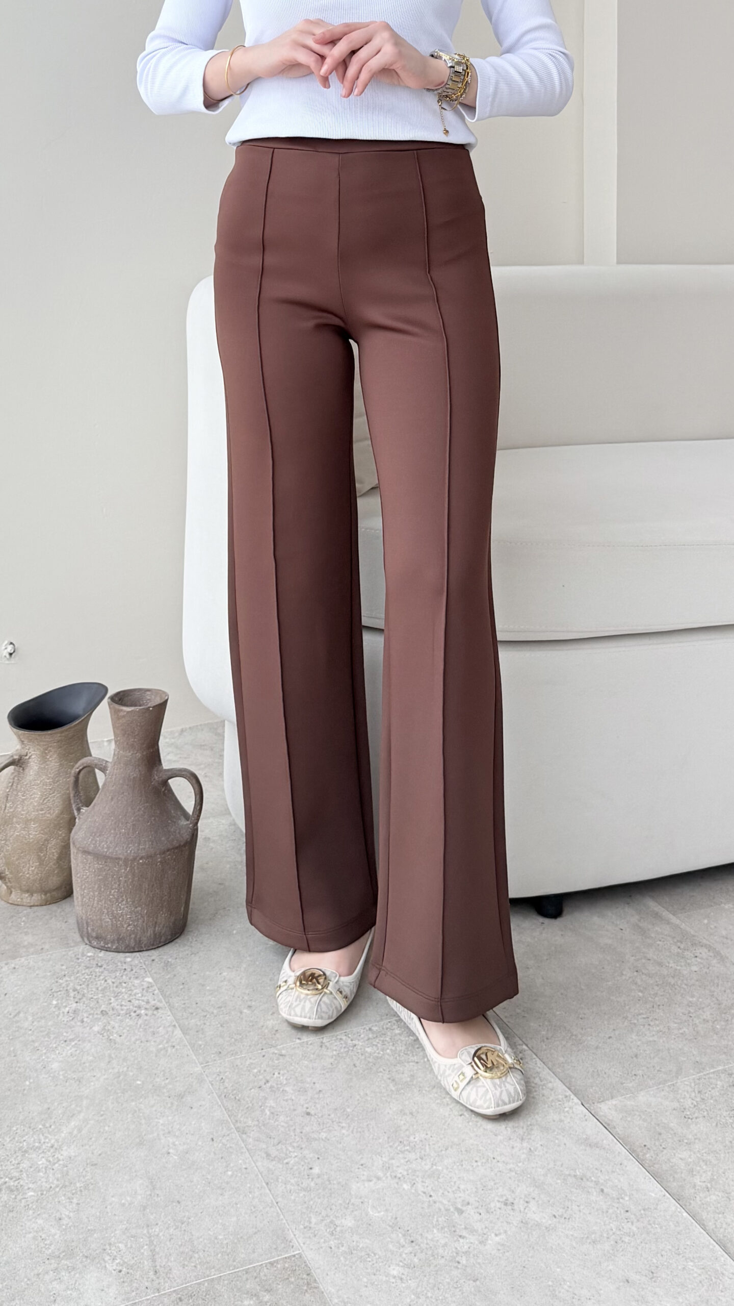 1762122502_0_6907db067b761.jpg Mispa Çimalı Scuba Pantalon - Kahve - Görsel 1