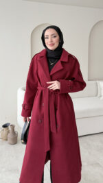 Olâ Kaşe Kaban - Bordo - Görsel 5