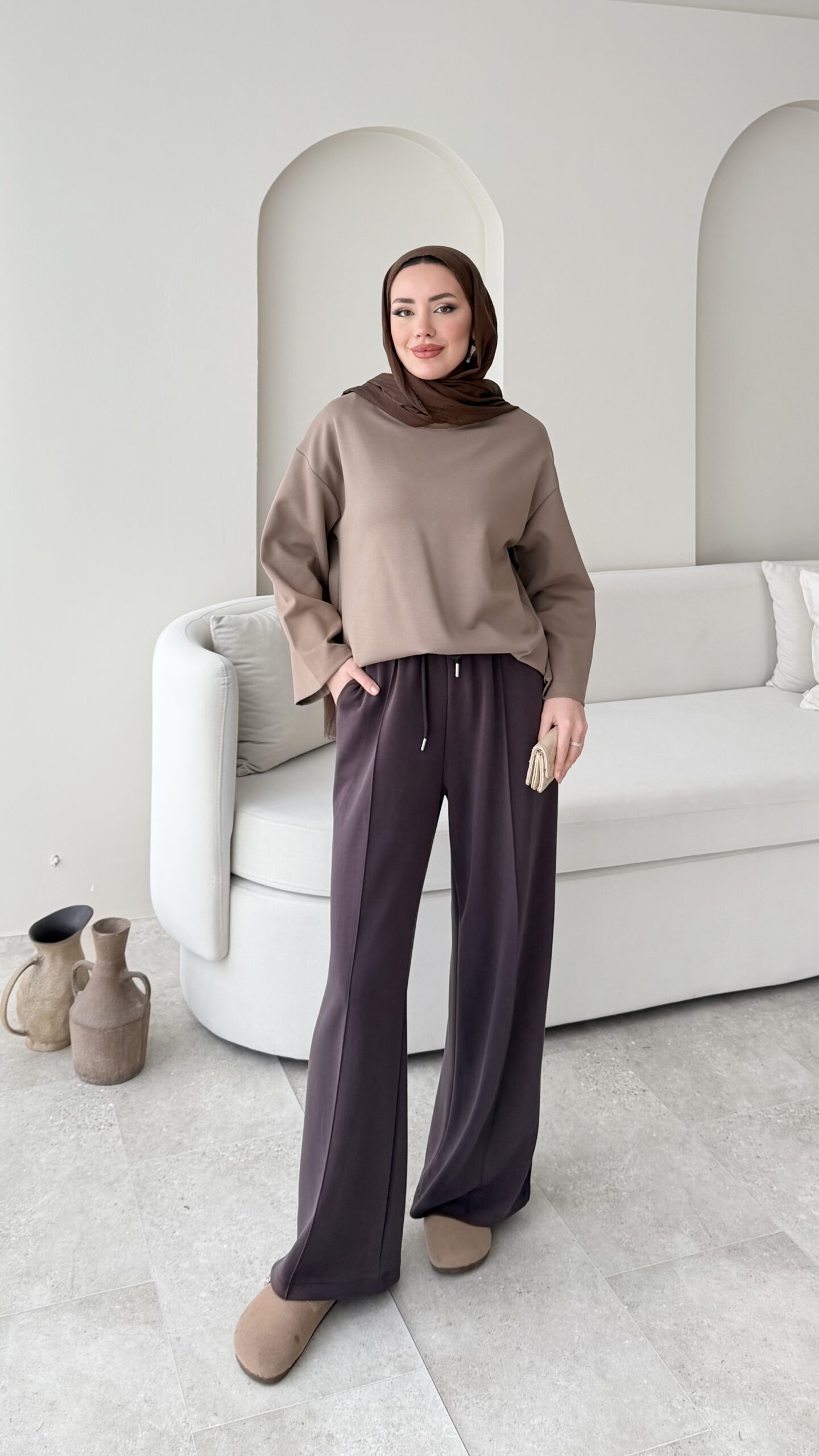 1762123397_0_6907de8589cfc.jpg Ekâ Basic Oyşo Sweat - Vizon - Görsel 1