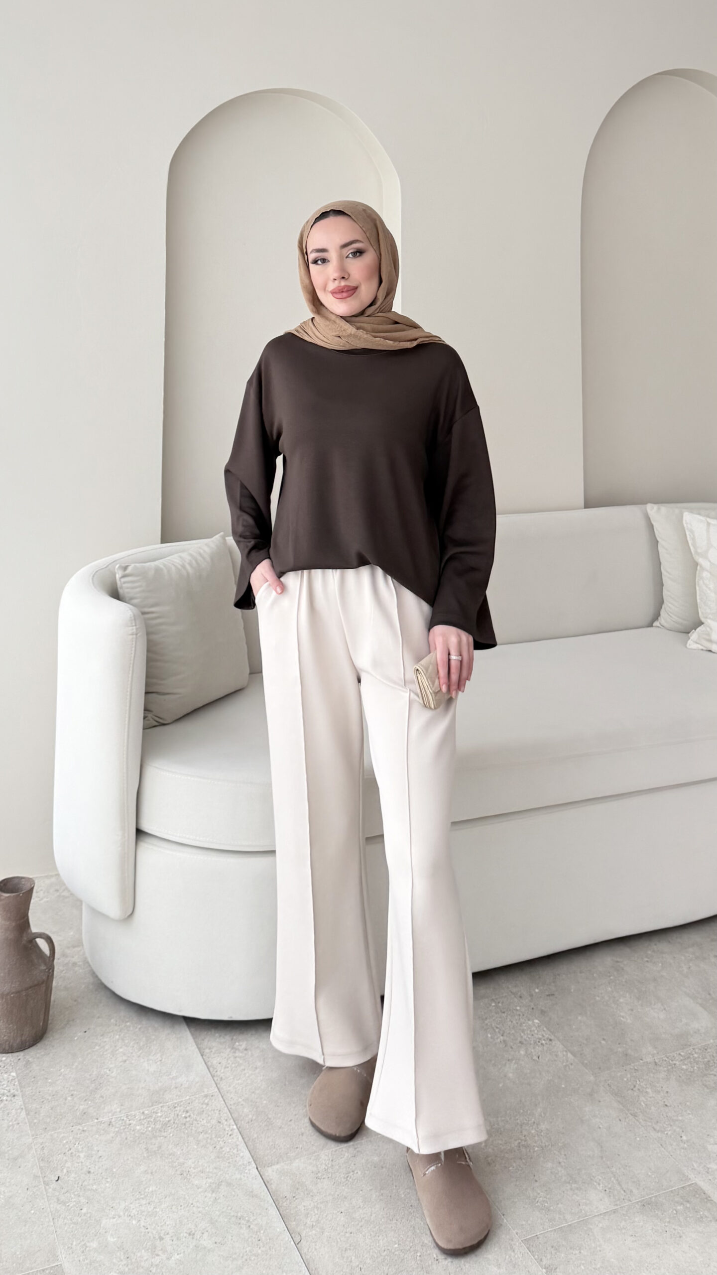 1762123505_0_6907def11c0d8.jpg Ekâ Basic Oyşo Sweat - Kahverengi - Görsel 1