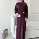 Sare Pileli Elbise - Mürdüm