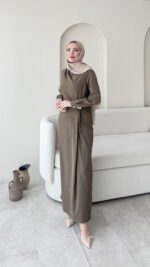 Sare Pileli Elbise - Vizon